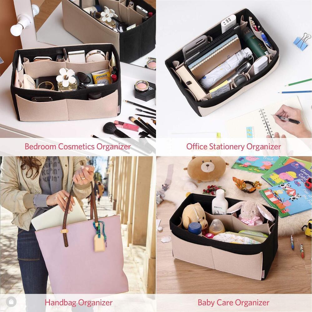 8277 Felt Purse Organizer, Multi Pocket Bag in Bag Organizer For Tote & - Picture 7 of 8